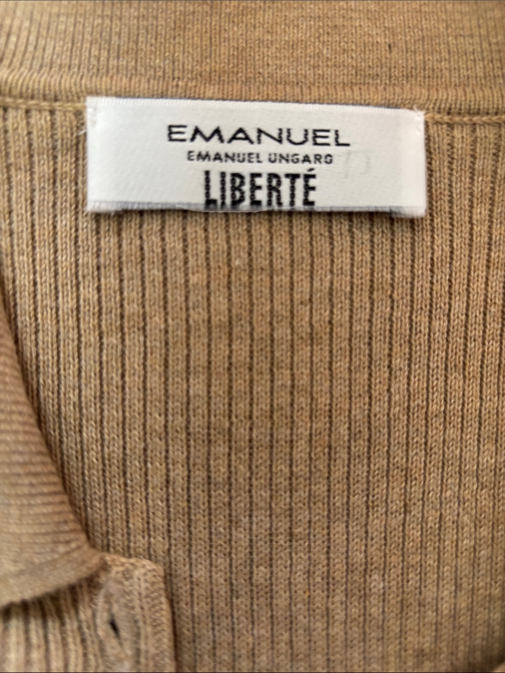 Emanuel Ungaro Short-Sleeve Button Down Polo in Camel - Picture 4 of 7